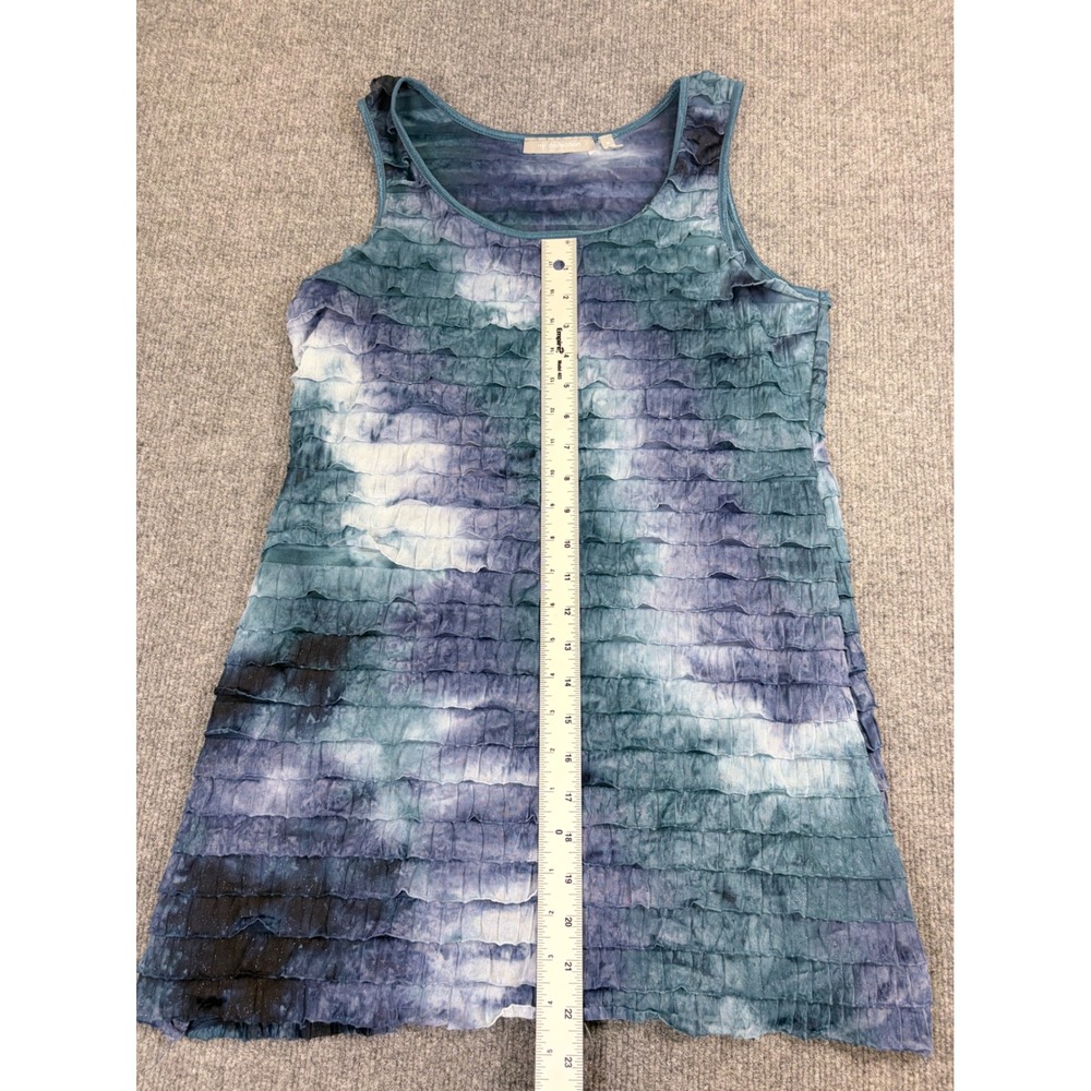 NY Collection Womens Blue Purple Tie Dye Ruffle Tiered Tank Top Shimmer M - Picture 3 of 10